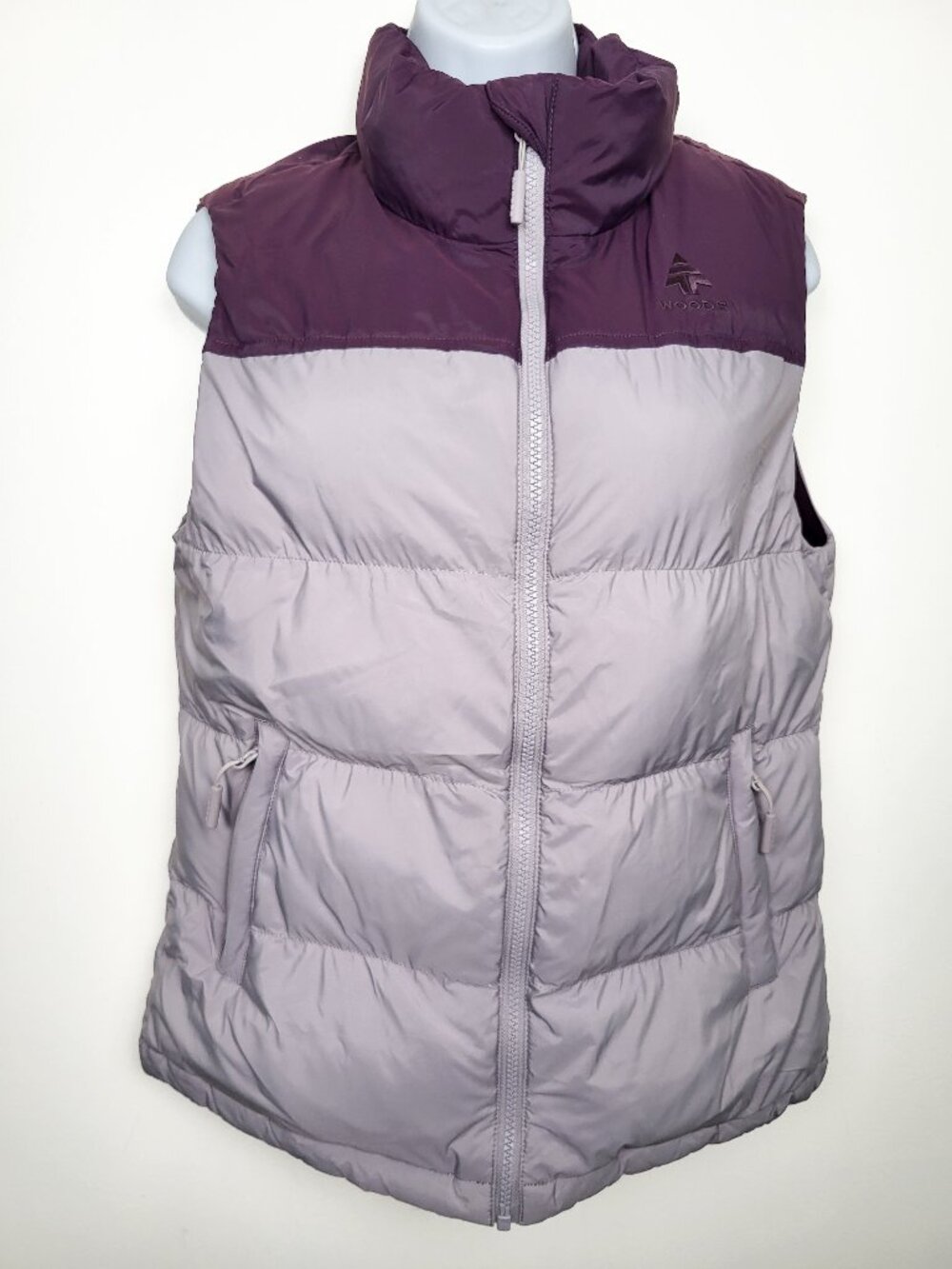 Woods Warwick purple / lilac colur block down filled puffer vest | Size small